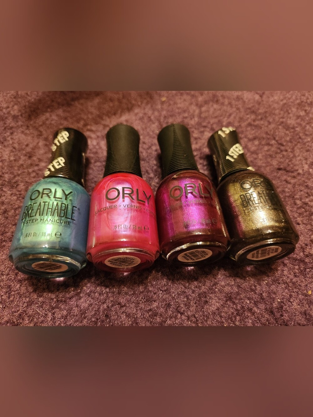 ORLY Bundle Of 4 Shimmers Pink Purple Blue Gun Metal